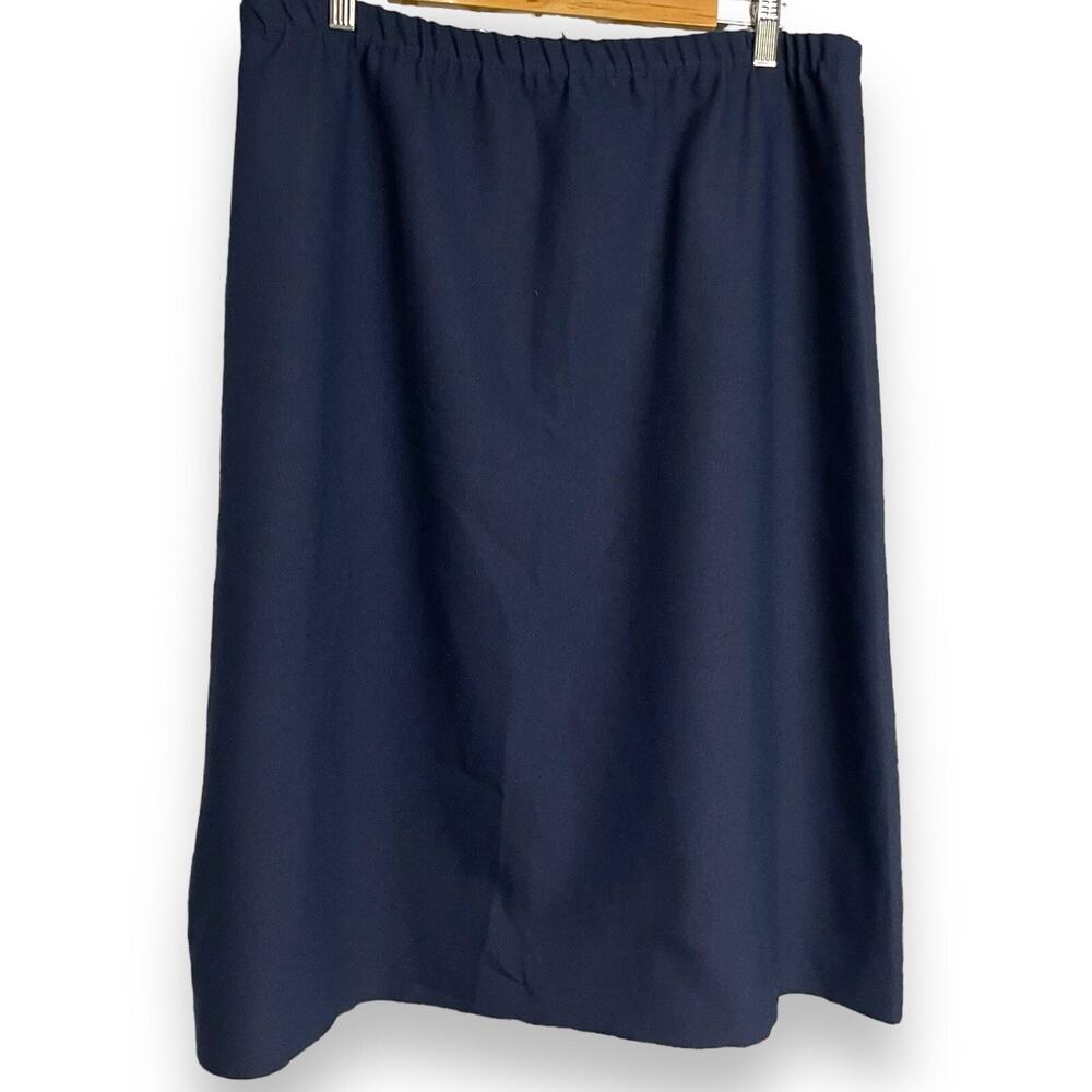 Vintage Nikki Midi Skirt Women's 18 Blue Modest Academia Casual Business Pull On